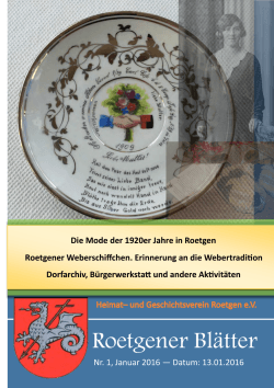 Roetgener Blätter - Heimat- und Geschichtsverein Roetgen