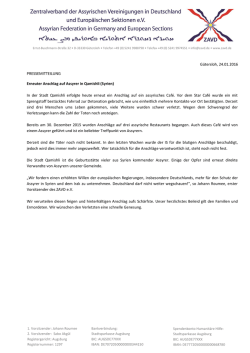 G&uuml;tersloh, 24.01.2016 PRESSEMITTEILUNG Erneuter Anschlag auf
