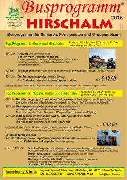 Busprogramm 2016 - Jagdmärchenpark Hirschalm