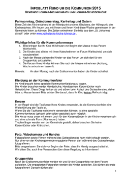 Infoblatt "Rund um die Kommunion"