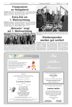 In stiller Trauer - Wittgensteiner Wochenpost
