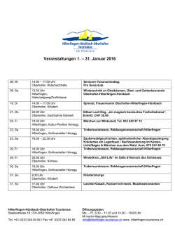 Veranstaltungen 1. – 31. Januar 2016