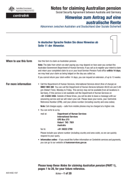 Claim for Australian Pension - Department of Human Services