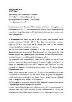 Haushaltsrede CDU