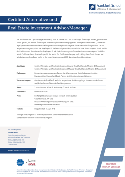 Certified Alternative und Real Estate Investment Advisor/Manager