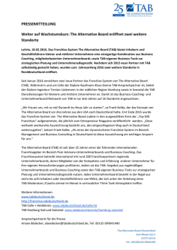PRESSEMITTEILUNG Weiter auf Wachstumskurs: The Alternative