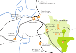 Autobahnkreuz Bern-Wankdorf Autobahn A1 Basel (1h) / Zürich