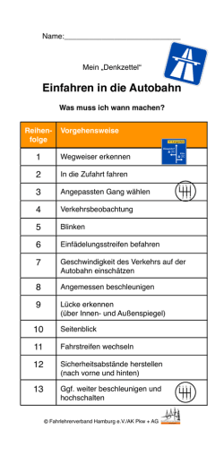 Einfahren in die Autobahn - Fahrlehrerverband Hamburg eV