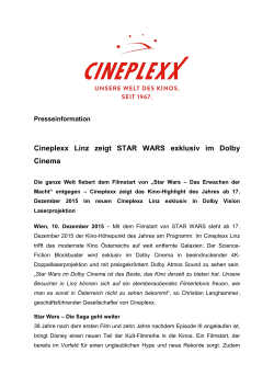 Cineplexx Linz zeigt STAR WARS exklusiv im Dolby Cinema