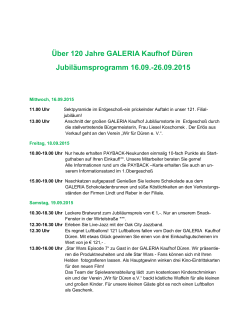 Über 120 Jahre GALERIA Kaufhof Düren Jubiläumsprogramm 16.09