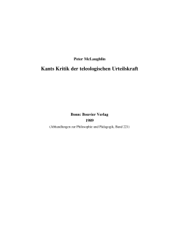 Kants Kritik der teleologischen Urteilskraft
