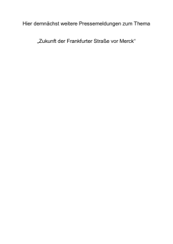 Hier demn&auml;chst weitere Pressemeldungen zum Thema &bdquo;Zukunft der
