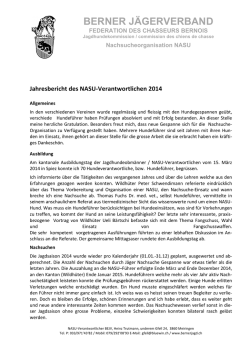 Jahresbericht 2014 des NASU Verantwortlichen