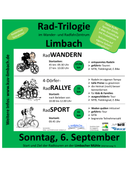 Sonntag, 6. September Rad-Trilogie Limbach