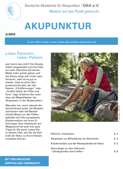 "Akupunktur" 2 / 2015 - Deutsche Akademie für Akupunktur