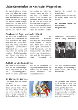 Gemeindebrief 09/2015 - Evangelisches Kirchspiel Wegeleben