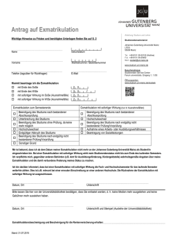Antrag auf Exmatrikulation - Studium an der JGU