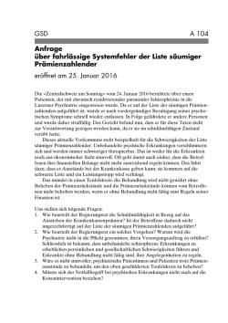 GSD A 104 Anfrage &uuml;ber fahrl&auml;ssige Systemfehler der Liste