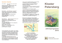 Jahresprogramm Kloster Petersberg Programmheft 2016