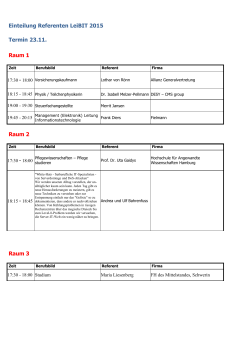 Einteilung Referenten LeiBIT 2015 Termin 23.11. Raum 1 Raum 2