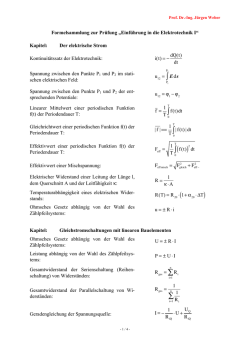 Formelsammlung zur Prüfung "Einführung in die Elektrotechnik I"