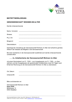 Haus VIVA_Beitrittserklaerung Genossenschaft Wohnen im Alter
