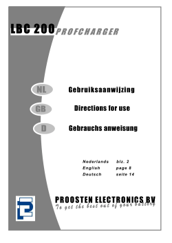 Directions for use Gebruiksaanwijzing Gebrauchs anweisung