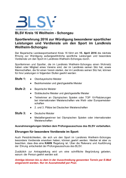 BLSV Kreis 16 Weilheim - Schongau Sportlerehrung 2016 zur