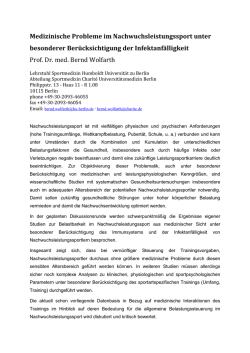 Medizinische Probleme im Nachwuchsleistungssport unter