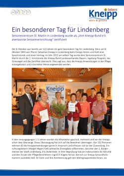 Ein besonderer Tag f&uuml;r Lindenberg - Kneipp-Bund