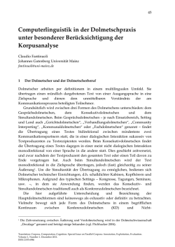 Computerlinguistik in der Dolmetschpraxis unter besonderer