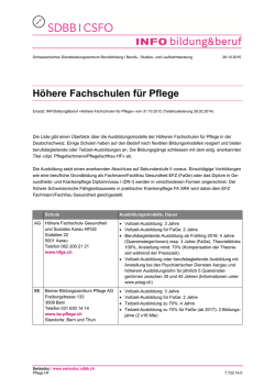 H&ouml;here Fachschulen f&uuml;r Pflege