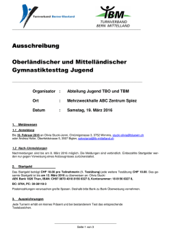 Gymnastiktesttag, Ausschreibung 2016