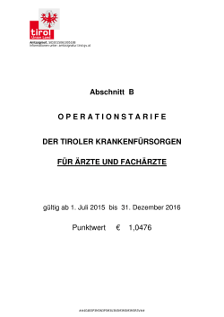 KUF Rückerstattungstarife Abschnitt B (ab 1.7.2015)