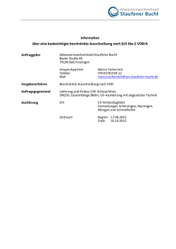 Information &uuml;ber eine beabsichtigte beschr&auml;nkte Ausschreibung