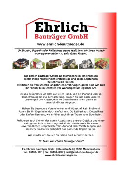 Info-Flyer Fa. Ehrlich Bauträger GmbH