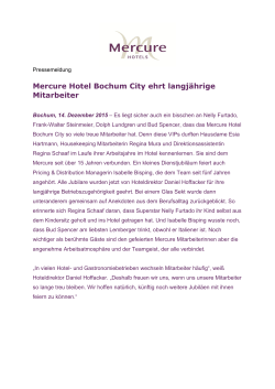 Pressemeldung - Mercure Hotel Bochum City