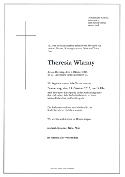 Du bist nicht mehr da wo du warst, aber du bist &uuml;berall wo wir sind.
