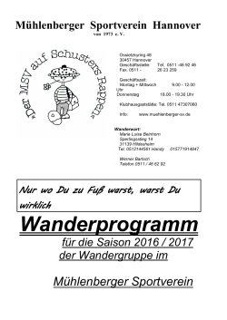 Wanderprogramm 2016/17 - Sportverein Mühlenberger SV