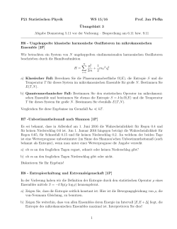 P21 Statistischen Physik WS 15/16 Prof. Jan Plefka ¨Ubungsblatt 3