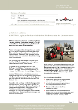 KRAVAG-Logistic-Police erhöht den Risikoschutz für Unternehmer