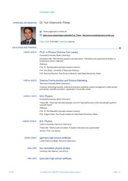Dr. Yuri Victorovich Flores - Institut f&uuml;r Physik - Hu