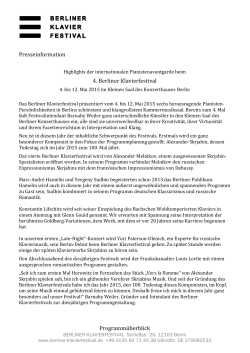 BKF Pressemitteilung 2015 - Berliner Klavierfestival
