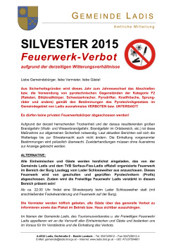 SILVESTER 2015 Feuerwerk-Verbot