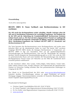 RECHTS OBEN II: Neues Fachbuch zum Rechtsextremismus in MV