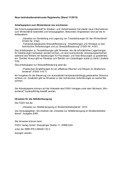 Neue betriebsdienstrelevante Regelwerke (Stand 11/2015