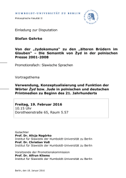 Einladung zur Disputation Stefan Gehrke Von der