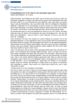 Predigt Matth&auml;us 25, 31-46 - Was ihr den Geringsten getan habt