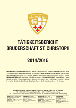 TÄTIGKEITSBERICHT BRUDERSCHAFT ST. CHRISTOPH 2014/2015