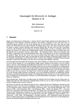 Hausregeln f&uml;ur MIDGARD (4. Auflage) Version 2.16